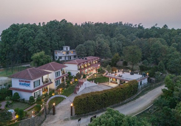 Corporate retreat meeting setup at Ojaswi Himalayan Resort Mukteshwar for business conferences