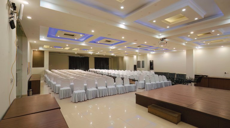 Scenic corporate meeting venue at Ojaswi Himalayan Resort with modern amenities and tranquil mountain surroundings.