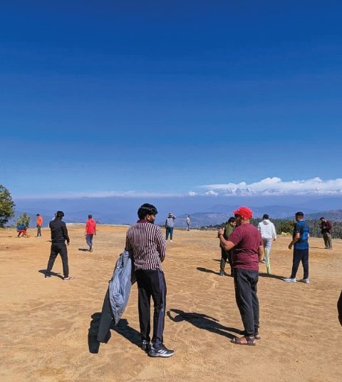 Energetic mountain cricket matches at Ojaswi Himalayan Resort, the best adventure corporate retreat in Uttarakhand.