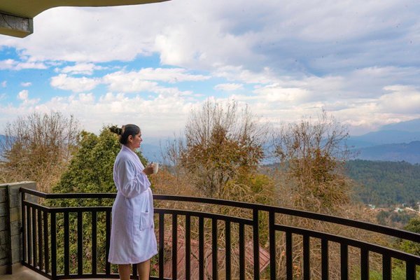 Freshly brewed artisan coffee served at Ojaswi Himalayan Resort Cafe, a favorite spot for travelers and coffee lovers.