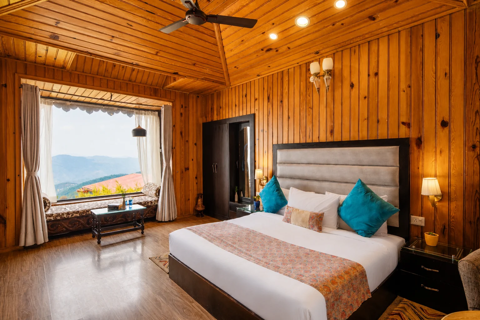 Ojaswi Resort with panoramic Himalayan mountain views from rooms Mukteshwar