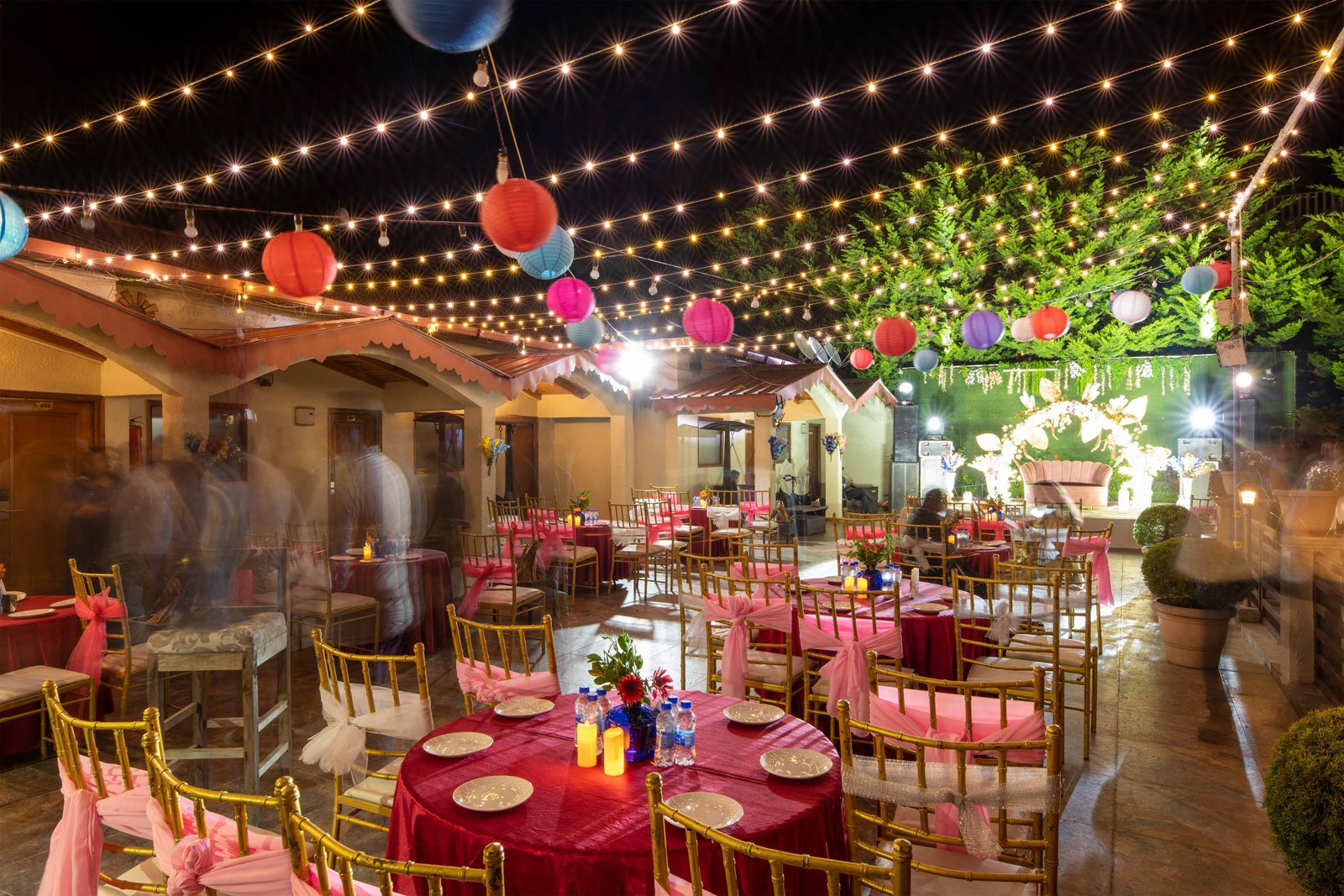 Spacious wedding lawn at Ojaswi Resort with a lush forest backdrop, ideal for grand Himalayan destination weddings.