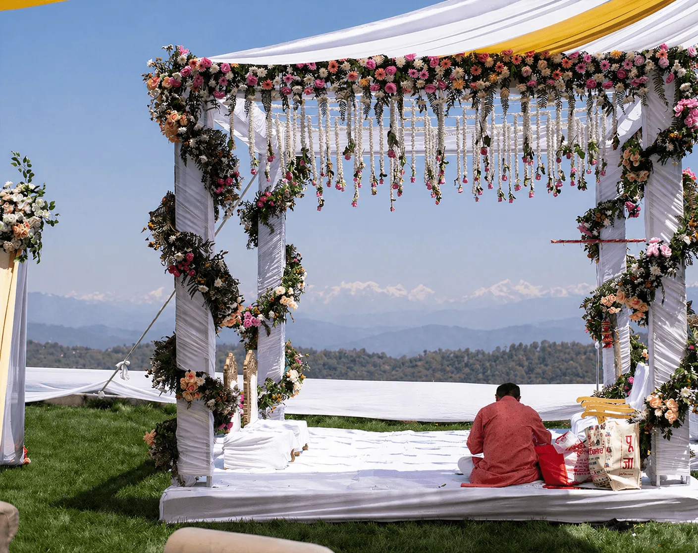 Ojaswi Resort - Wedding mandap set against breathtaking Himalayan mountain views