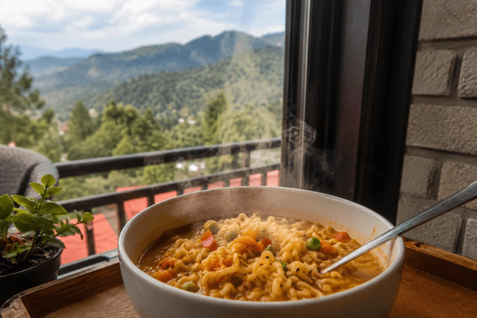 Stargazing experience above Ojaswi Resort rooftops in Mukteshwar with a clear night sky and Himalayan forest surroundings
