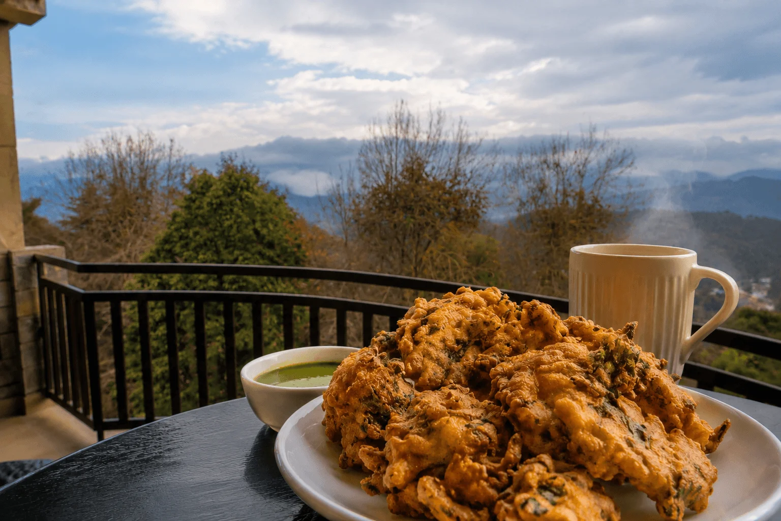 Infinity pool at Ojaswi Resort in Mukteshwar overlooking Himalayan ridges during a serene sunset tea experience