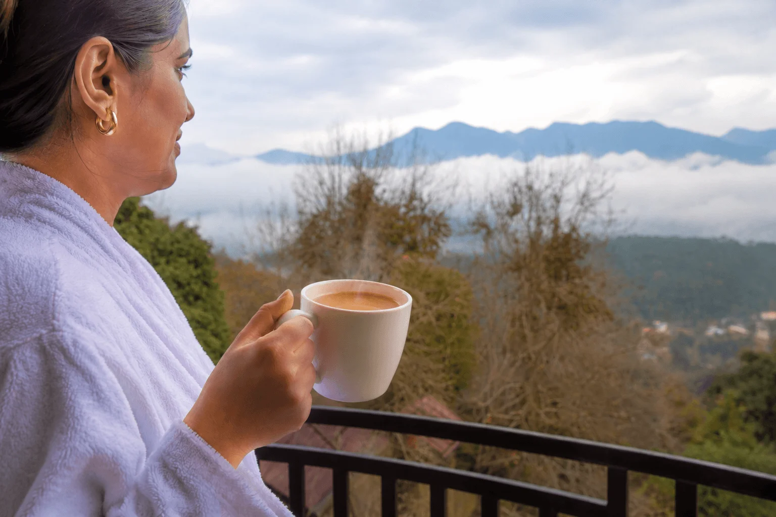 Hot masala chai with rain in the background