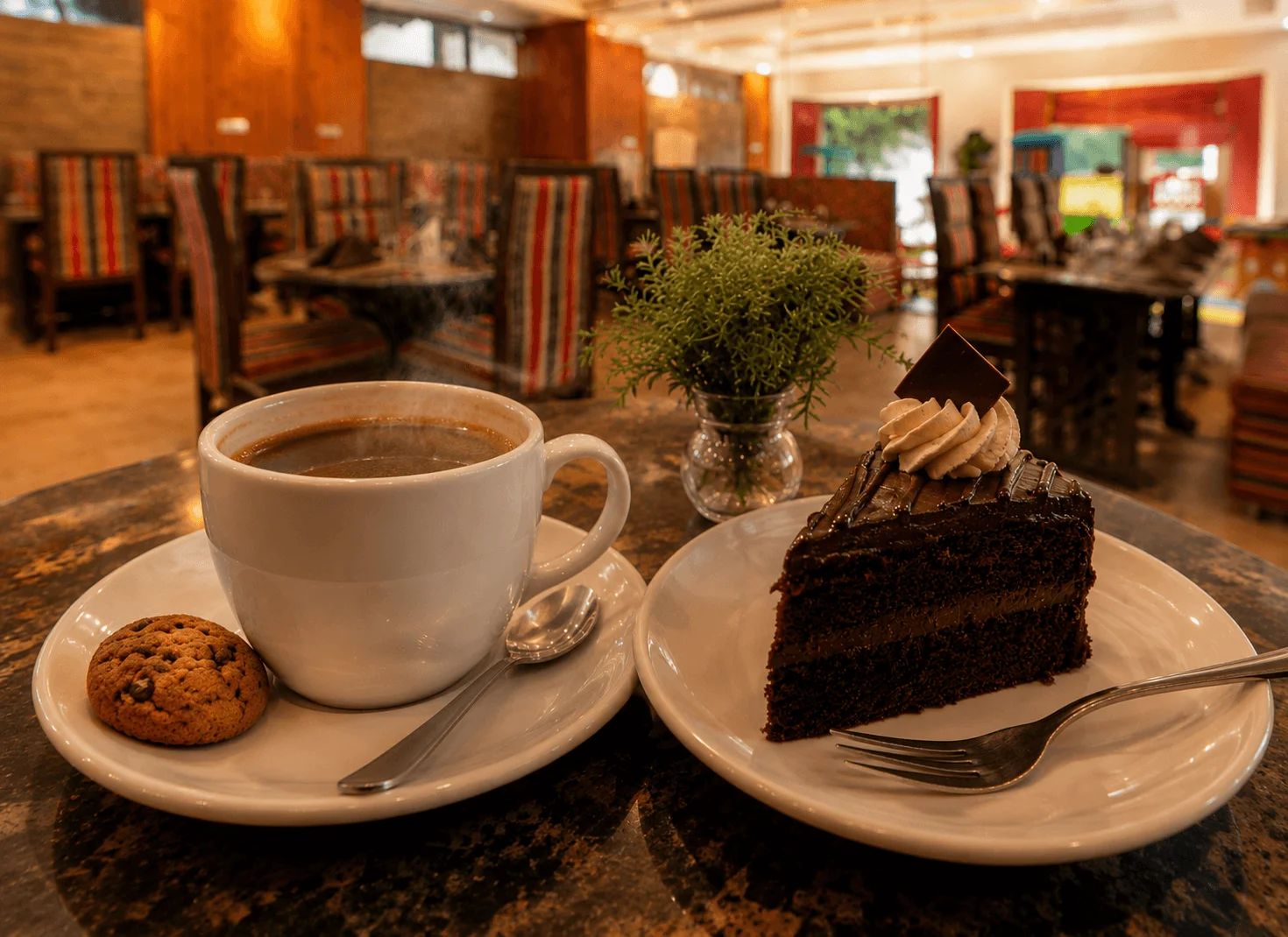 Hot coffee at the cafe
