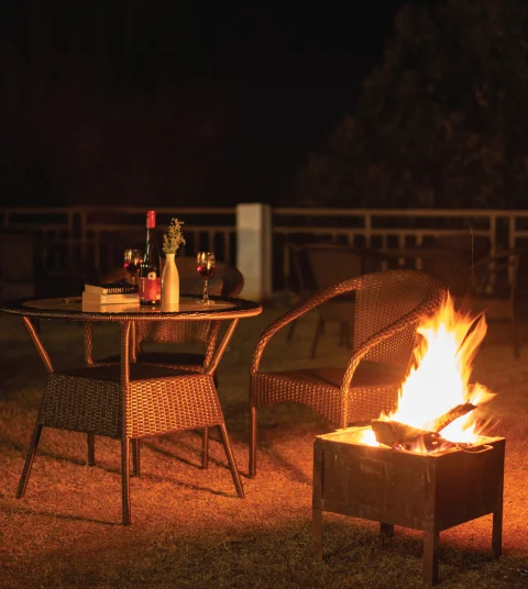 Evening bonfire at Ojaswi Resort